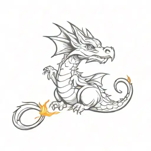 baby dragon fire  tattoo design idea