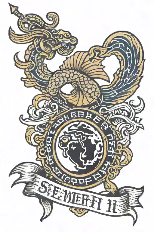 A traditional tattoo of a marine corps emblem with a banner that says 'Semper Fi' tattoo design idea