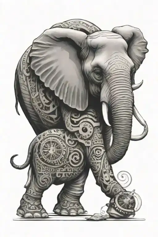 elephant face, music, math, sports tattoo design idea