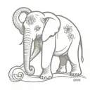 hindu elephant holding a moon and honey tattoo design idea