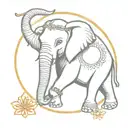 hindu elephant holding a moon and honey tattoo design idea