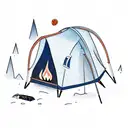 camping with fire tattoo design idea