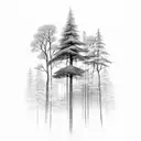 waterfall and forest tattoo design idea