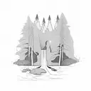 waterfall and forest tattoo design idea