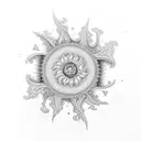 fractal ring sun mountain tree tattoo design idea