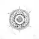 fractal ring sun mountain tree tattoo design idea