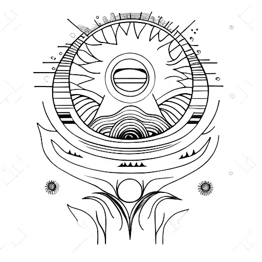 long skinny sun design for hip tattoo design idea
