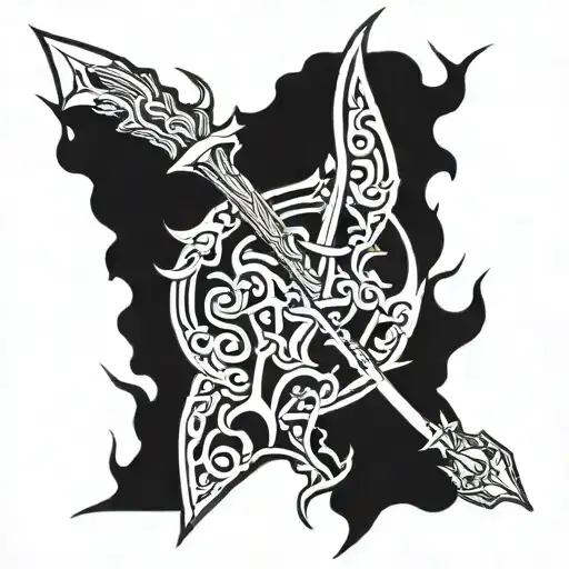  posiedons trident incorporated tattoo design idea