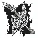  posiedons trident incorporated tattoo design idea