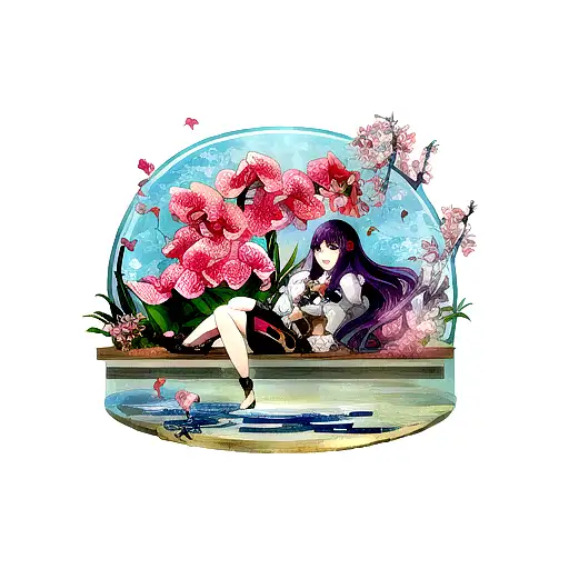 Orchid, aries, fishes tattoo design idea