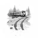 A mesmerizing composition of train tracks merging into a flowing river of blood tattoo design idea