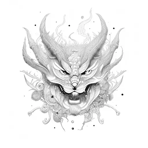 A teacher Saci Pererê surrounded by folklore creatures tattoo design idea