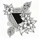 A Polynesian tribal design incorporating floral elements as an homage to your love for flowers tattoo design idea