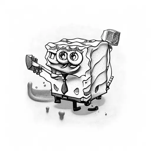 spongebob in counter strike tattoo design idea