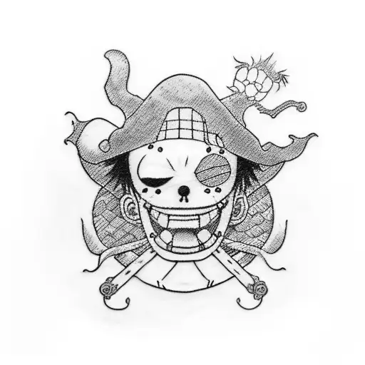 Luffy One piece 5 tattoo design idea