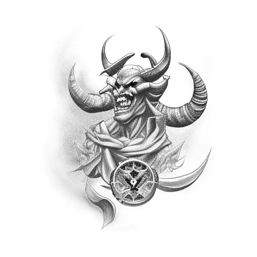 devil doing therapy tattoo design idea