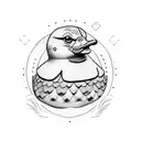 yellow rubber duck tattoo design idea