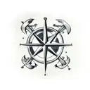 anchor and compass tattoo design idea