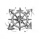 anchor and compass tattoo design idea