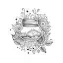 strawberry jam jar filled with leaves and flowers tattoo design idea