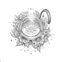 strawberry jam jar filled with leaves and flowers tattoo design idea