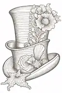 top hat with a sea shell  tattoo design idea