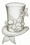 top hat with a sea shell  tattoo design idea