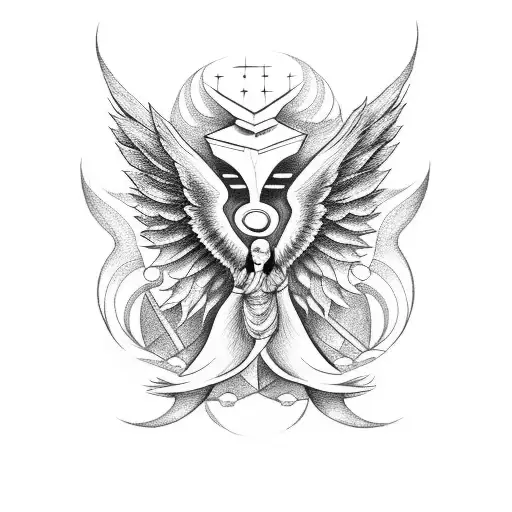 arm tattoo with crying angels tattoo design idea