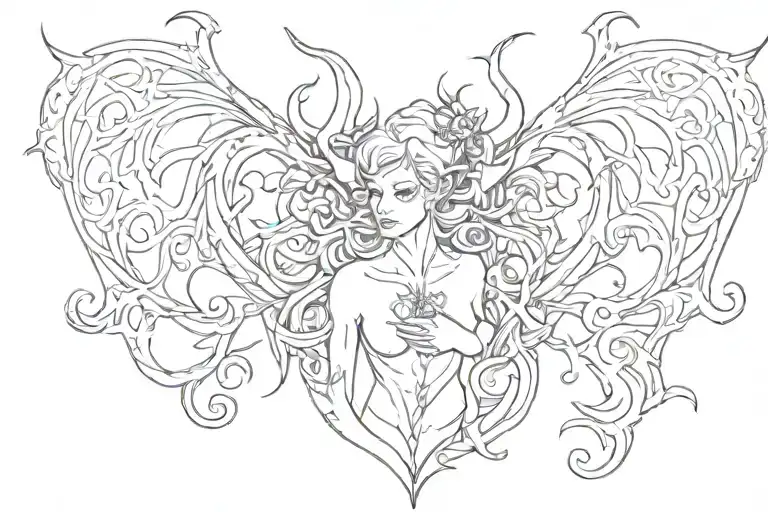 minimalist succubus heart tattoo tattoo design idea