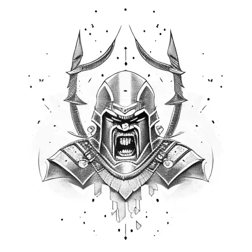 angry spartan warrior tattoo design idea