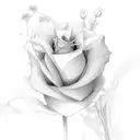 hand holding flowers with lightnings and tools tattoo design idea