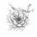 hand holding flowers with lightnings and tools tattoo design idea