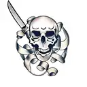 crossbones skull with a beard and a crossed pastry chef's knife and balloon tattoo design idea