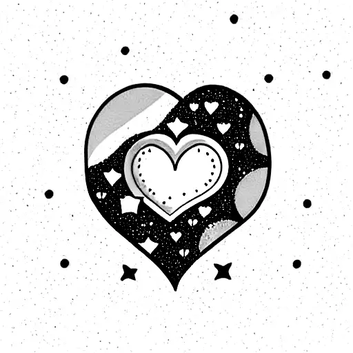 pastel milky way with stars, hearts and flowers tattoo design idea