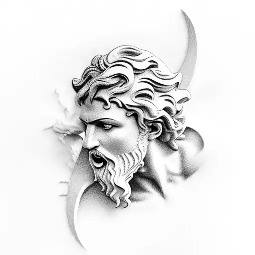 Greek sculptures with thunder tattoo design idea