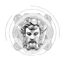 Greek sculptures with rays tattoo design idea