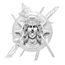 Greek sculptures with rays tattoo design idea