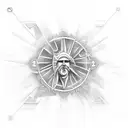 Greek sculptures with rays tattoo design idea