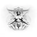 Greek sculptures with rays tattoo design idea