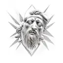 Greek sculptures with rays tattoo design idea