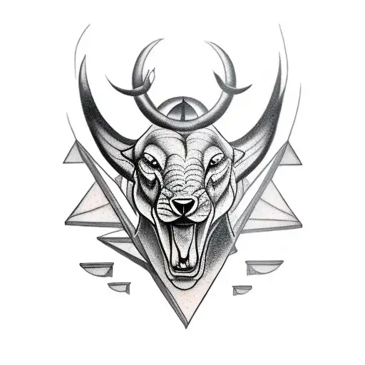 Animal that is a sign of strength, night sky above  tattoo design idea