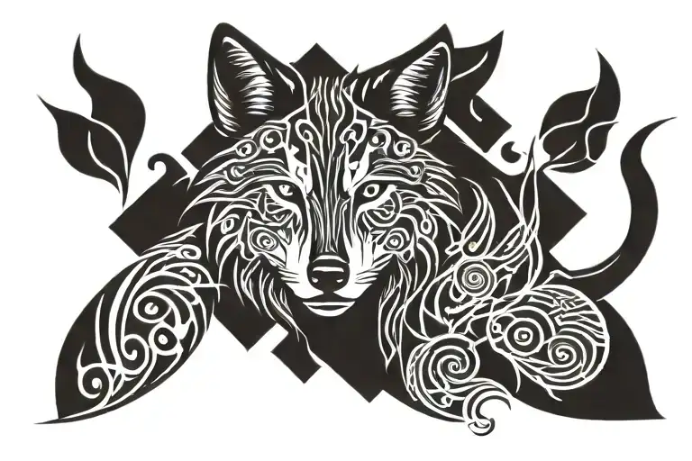 a wolf representing my unconditional, fusional love for my wife Myriam with protection for life, nature tattoo design idea
