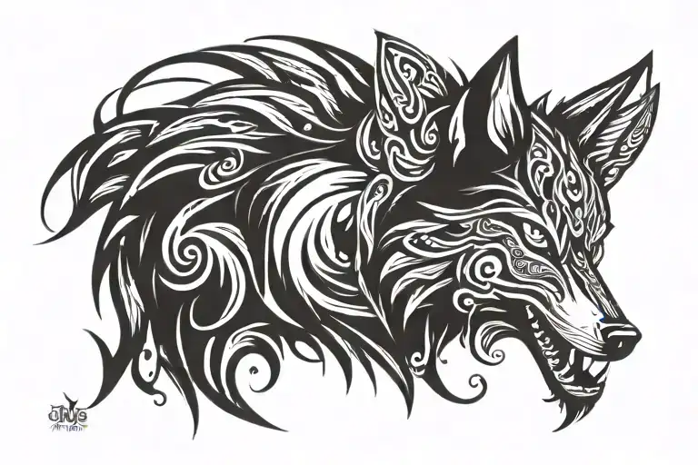 a wolf representing my unconditional, fusional love for my wife Myriam with protection for life tattoo design idea