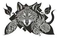 a wolf representing my unconditional, fusional love for my wife Myriam with protection for life, nature tattoo design idea