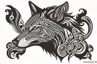 a wolf representing my unconditional, fusional love for my wife Myriam with protection for life, nature tattoo design idea