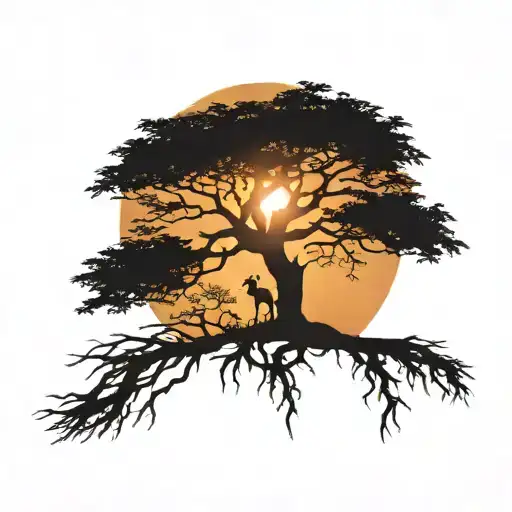 african tree silhouette tattoo design idea