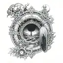 portal to a world of darkness and mystery, shedding blood below the portal tattoo design idea