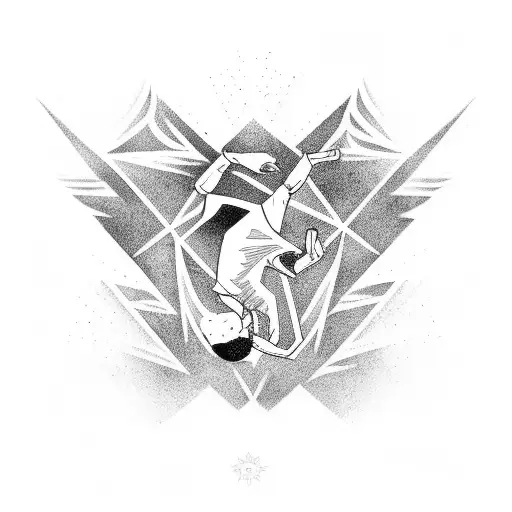 A tattoo of a silhouette of a breakdancer mid-flip, with the words 'always upsidedown' incorporated into the design tattoo design idea