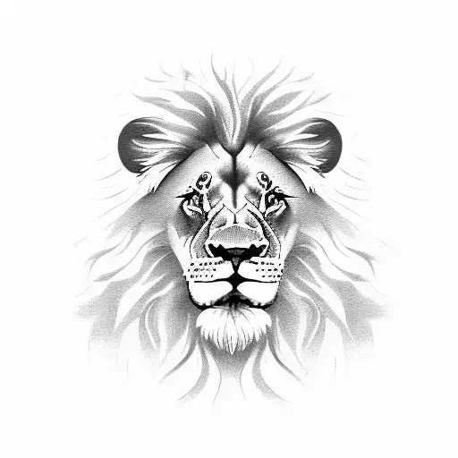 lion mom and babys tattoo design idea