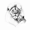lion mom and babys tattoo design idea